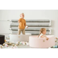 MeowBaby Large Round 35 Inch Round By 11.5 Inch Tall Baby Toddler Foam Ball Pit With 200 Full Foam Balls And Zippered Covered, Pastel Pink/Gray/White -Learning Toys Sales GUEST e0b55145 20c8 4d0b 8151 4e6ef214c2f5