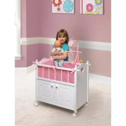 Badger Basket Cabinet Doll Crib With Chevron Bedding And Free Personalization Kit - White/Pink -Learning Toys Sales GUEST e26d96f0 2f0a 4118 8b9c 832d39146284