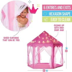 Large Playhouse Tent - Princess Castle Pink With Star Lights And Carry Bag - Play22USA -Learning Toys Sales GUEST e6837a75 ef5f 48f9 ae59 393994ae7f30