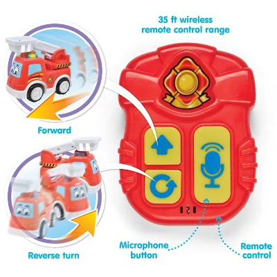 Kidoozie Talk & Roll R/C Fire Engine, Remote Control Toy Vehicle With Lights And Sounds For Toddlers 2 Years And Older 4 Kidoozie Talk & Roll R/C Fire Engine, Remote Control Toy Vehicle With Lights And Sounds For Toddlers 2 Years And Older - Image 2