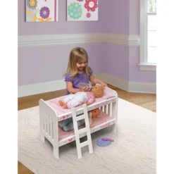 Badger Basket Doll Bunk Bed With Bedding, Ladder, And Free Personalization Kit - White/Pink/Gingham -Learning Toys Sales GUEST ec443960 efcc 4459 86ba 250a1b322784
