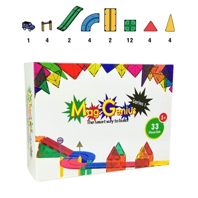 Mag Genius - 33 Pieces Magnetic Speedway Race Tracks With Self Driving Battery Powered Light Up Race Cars 3 Mag Genius - 33 Pieces Magnetic Speedway Race Tracks With Self Driving Battery Powered Light Up Race Cars