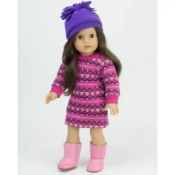 Sophia’s Fair Isle Knit Sweater Dress & Hat For 18” Dolls, Hot Pink/Purple -Learning Toys Sales GUEST f870a938 0d23 4ef4 8d99 210b52ad8d03