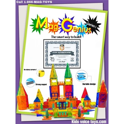 Mag Genius - 51 Pieces Of Colorful And Transparent Magnetic Building Tiles In Geometrical Shapes For Enhanced Structures 4 Mag Genius - 51 Pieces Of Colorful And Transparent Magnetic Building Tiles In Geometrical Shapes For Enhanced Structures - Image 2