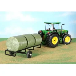 1/16 Little Buster Toys Round Bale Black Metal Hay Trailer 500206
