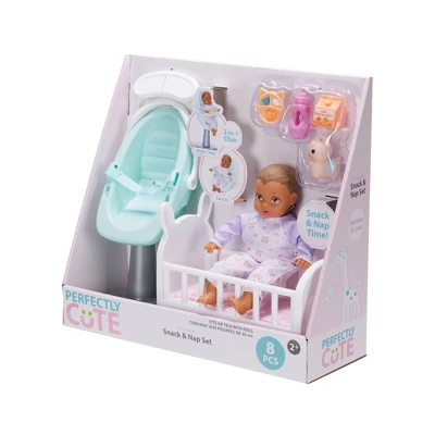 Perfectly Cute Baby Snack And Nap Set 8" Baby Doll - Light Brown Hair/Brown Eyes 4 Perfectly Cute Baby Snack And Nap Set 8" Baby Doll - Light Brown Hair/Brown Eyes - Image 2