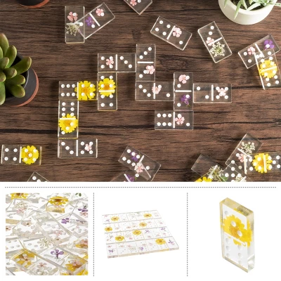 Acrylic Dominos Set - 28-Piece Domino Game With Display Box - Strategy Game, Tabletop Decoration And Modern Home Decor- Flower 6 Acrylic Dominos Set - 28-Piece Domino Game With Display Box - Strategy Game, Tabletop Decoration And Modern Home Decor- Flower - Image 4